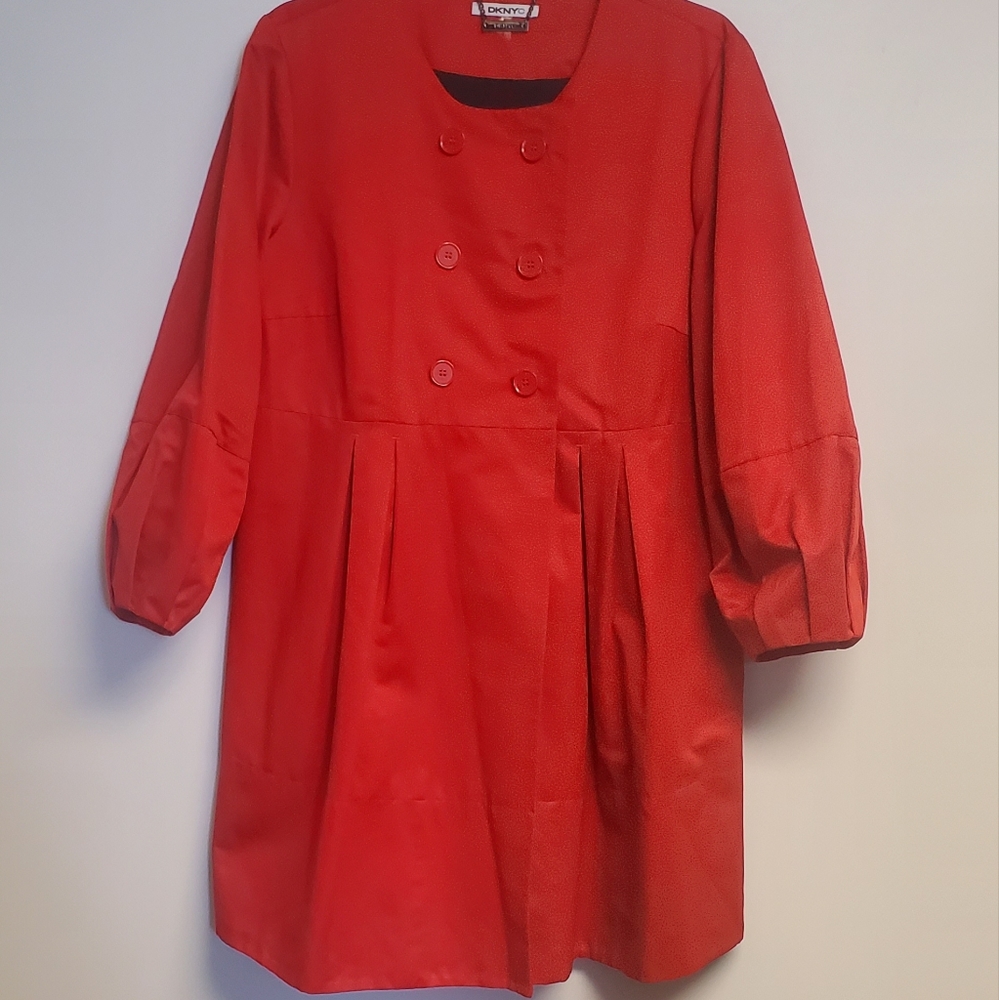 Trendy Red Puff Sleeve Double-breasted Pea Coat XL - Picture 2 of 11